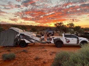 Mk5 Tvan camped on the Madigan Line in the Simpson Desert