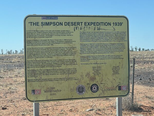 Navigation is sketchy at the start of the Madigan Line. Note the texta and arrow at the top of the sign