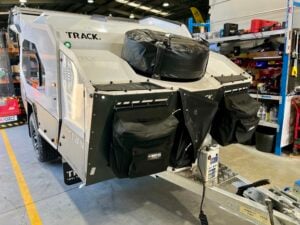 Our Mk6 Tvan Murranji in the workshop undergoing preparation for the Canning Stock Route.